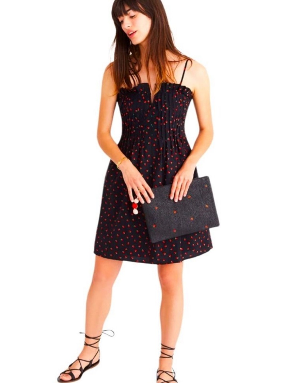 Madewell cami pintuck fresh strawberries  dress 2